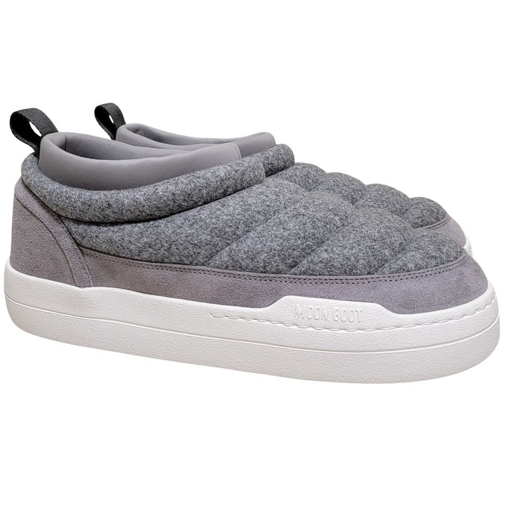 Moon Boot Men Park Soft Felt Chunky Sneakers Size US 10.5 H006 Grey / White